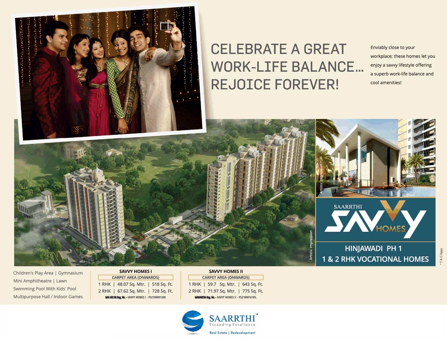 Celebrate a great work life balance at Saarrthi Savvy Home in Hinjawadi, Pune